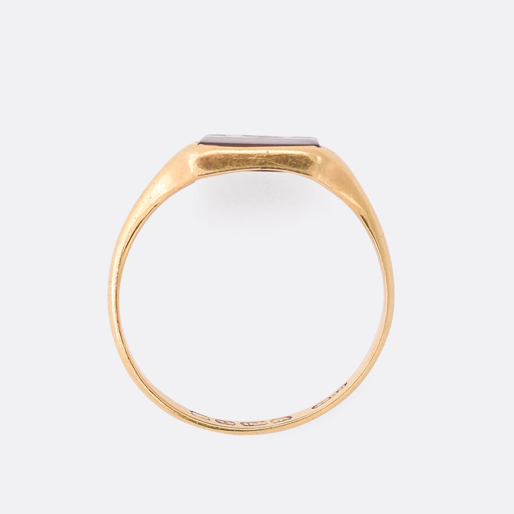 Victorian Sardonyx Crowned Lion Intaglio Signet Ring