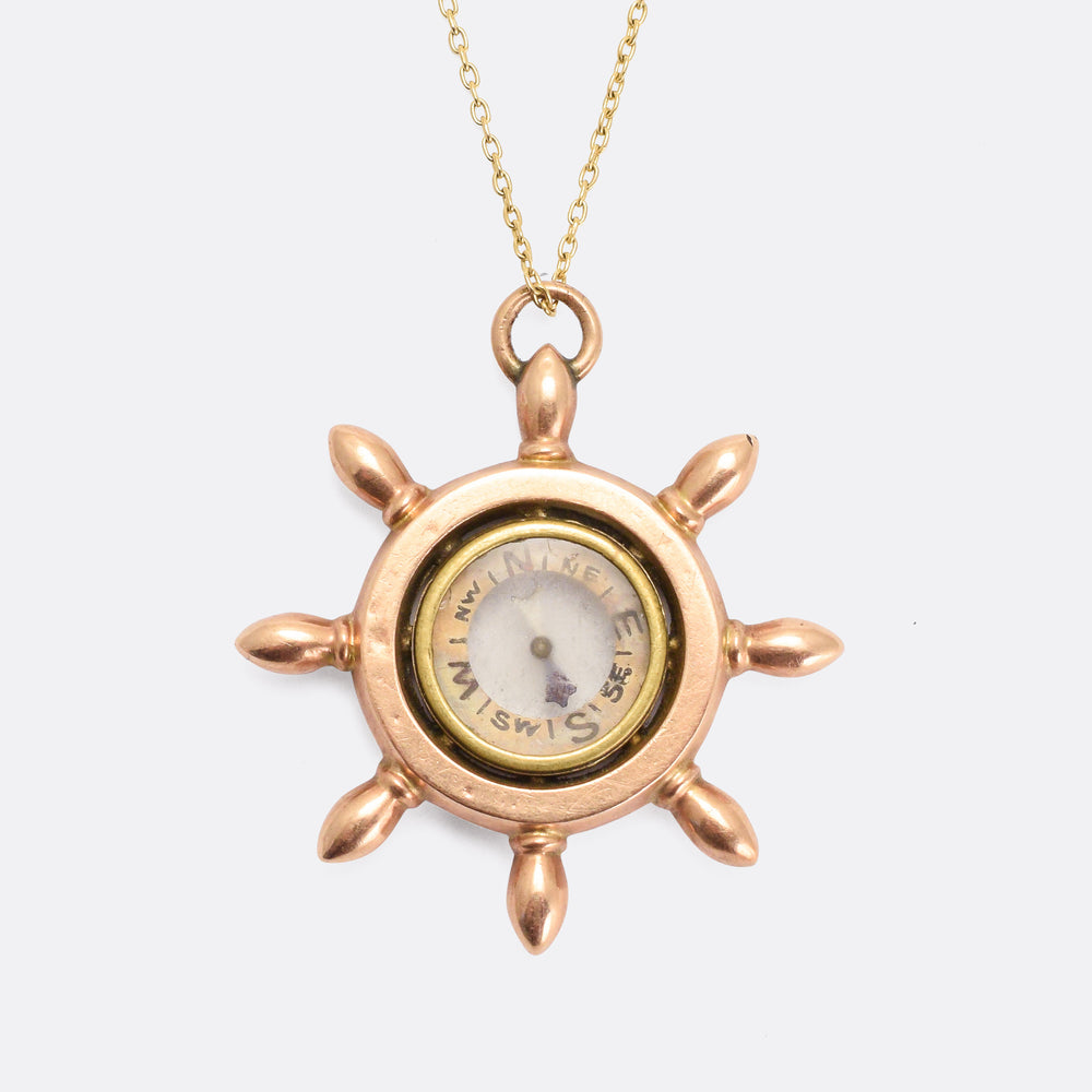 Victorian Ship's Wheel Compass Pendant