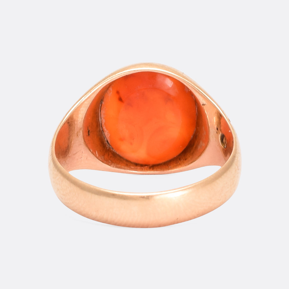 Victorian Signet Ring with Roman She-Wolf Intaglio