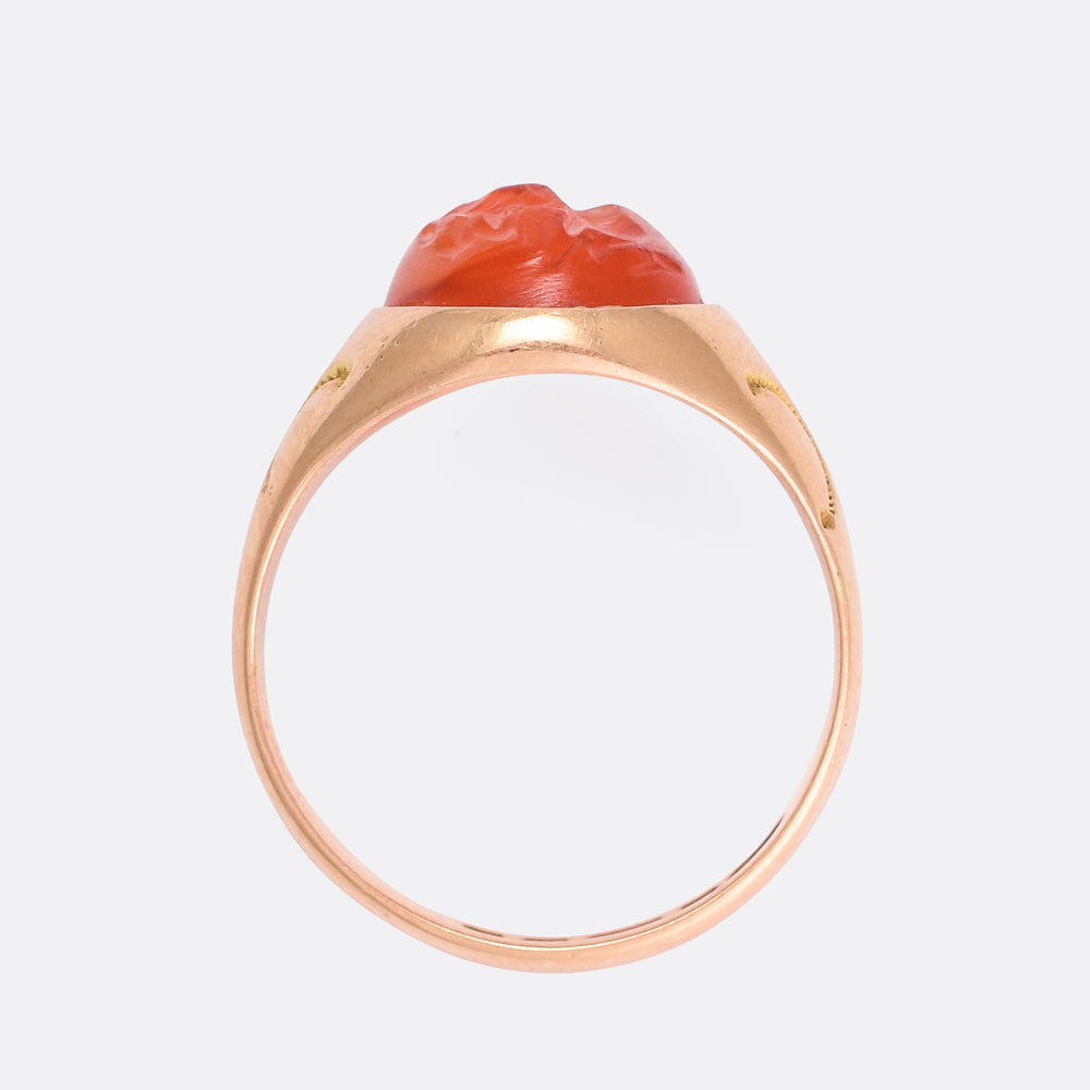 Victorian Signet Ring with Roman She-Wolf Intaglio