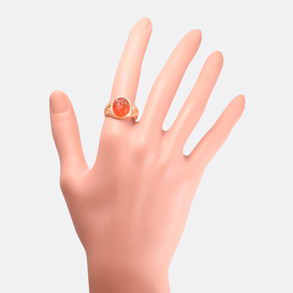 Victorian Signet Ring with Roman She-Wolf Intaglio