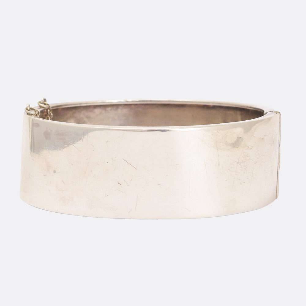 Victorian Silver Cuff Bangle with Rose Gold Inlay