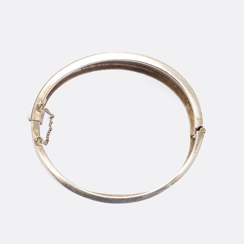 Victorian Silver Cuff Bangle with Rose Gold Inlay