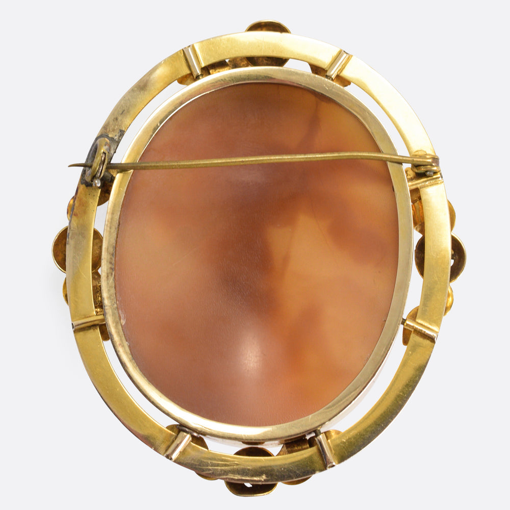 Victorian St. Michael Vanquishing Satan Shell Cameo Brooch