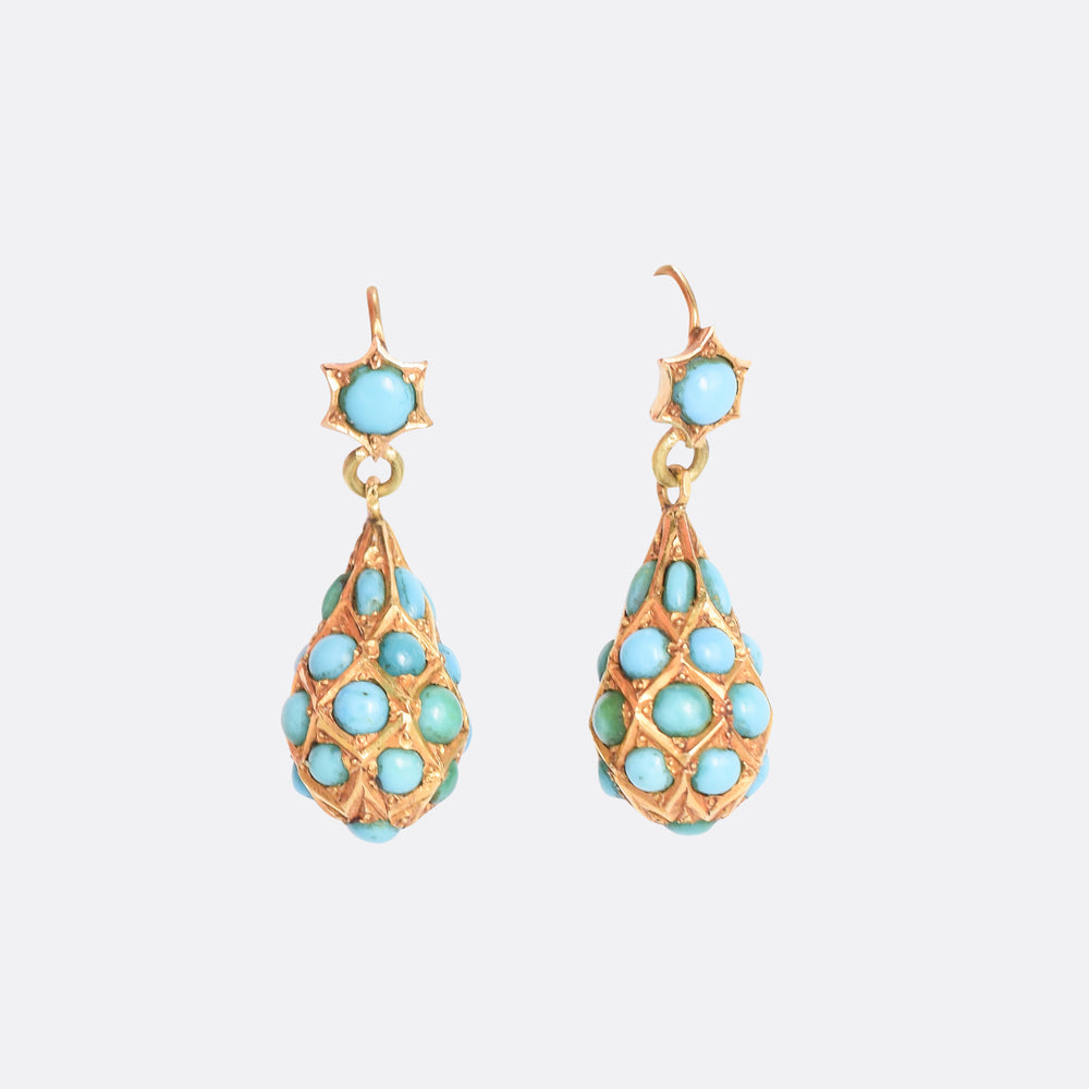 Victorian Turquoise Pear Drop Earrings