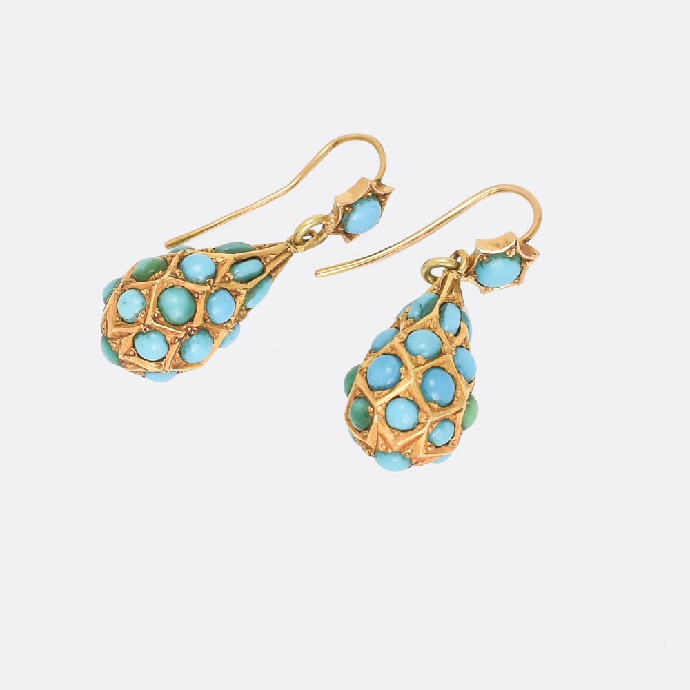 Victorian Turquoise Pear Drop Earrings