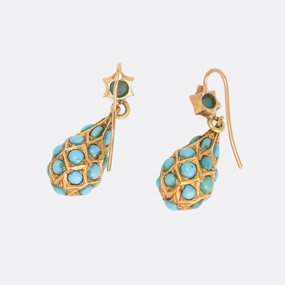 Victorian Turquoise Pear Drop Earrings