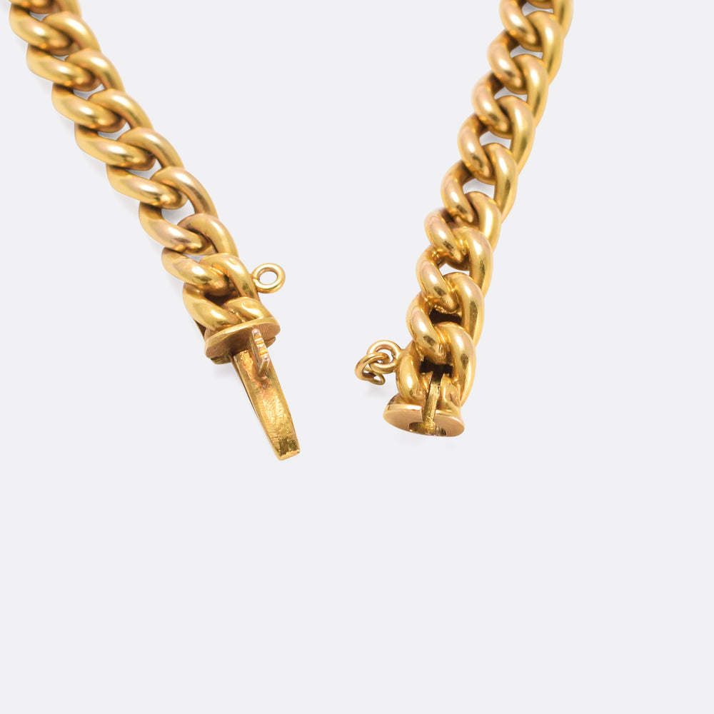 Victorian Turquoise & Pearl Curb-Link Bracelet