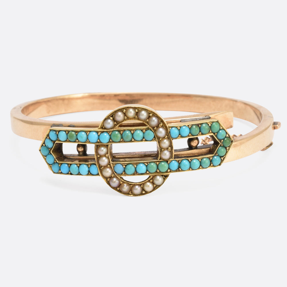 Victorian Turquoise & Pearl Infinity Bangle