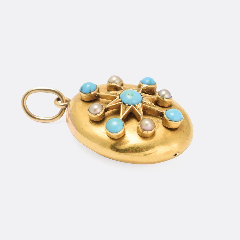 Victorian Turquoise & Pearl Star Pendant