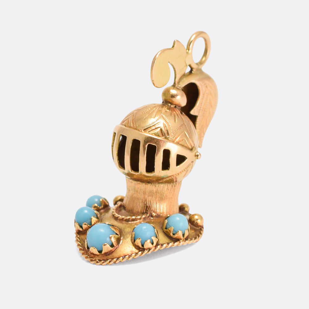 Victorian Turquoise Set Knight's Helm Pendant