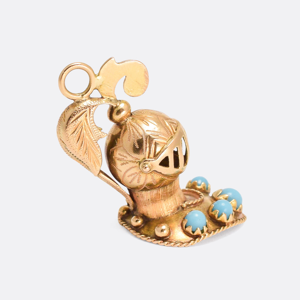 Victorian Turquoise Set Knight's Helm Pendant