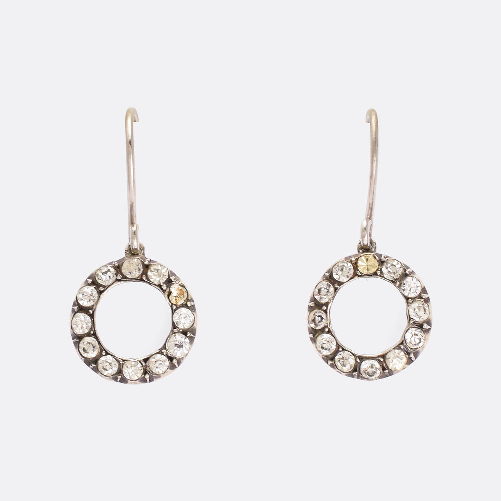 Victorian White Paste Halo Earrings