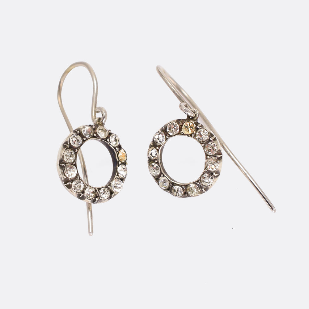 Victorian White Paste Halo Earrings