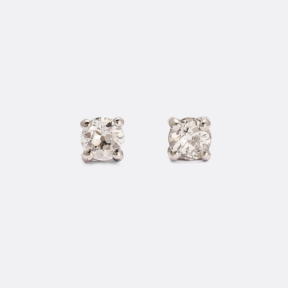 Vintage 0.50ct Old Cut Diamond Stud Earrings
