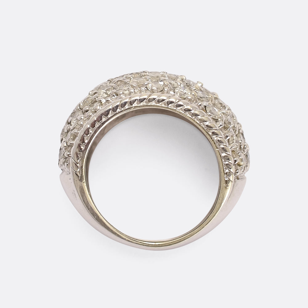 Vintage 1.8ct Pavé Diamond Bombé Ring