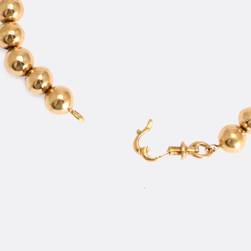 Vintage 18k Gold Bead Necklace