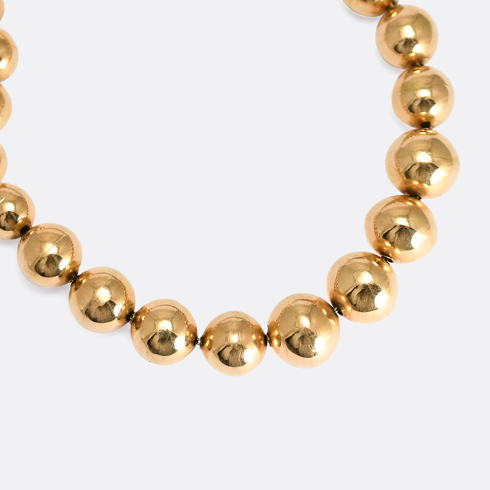 Vintage 18k Gold Bead Necklace