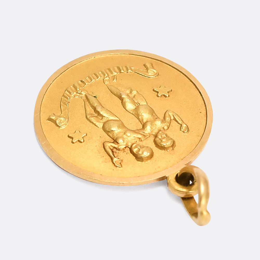 Vintage 18k Gold Gemini Zodiac Pendant