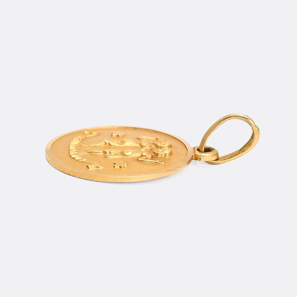 Vintage 18k Gold Gemini Zodiac Pendant