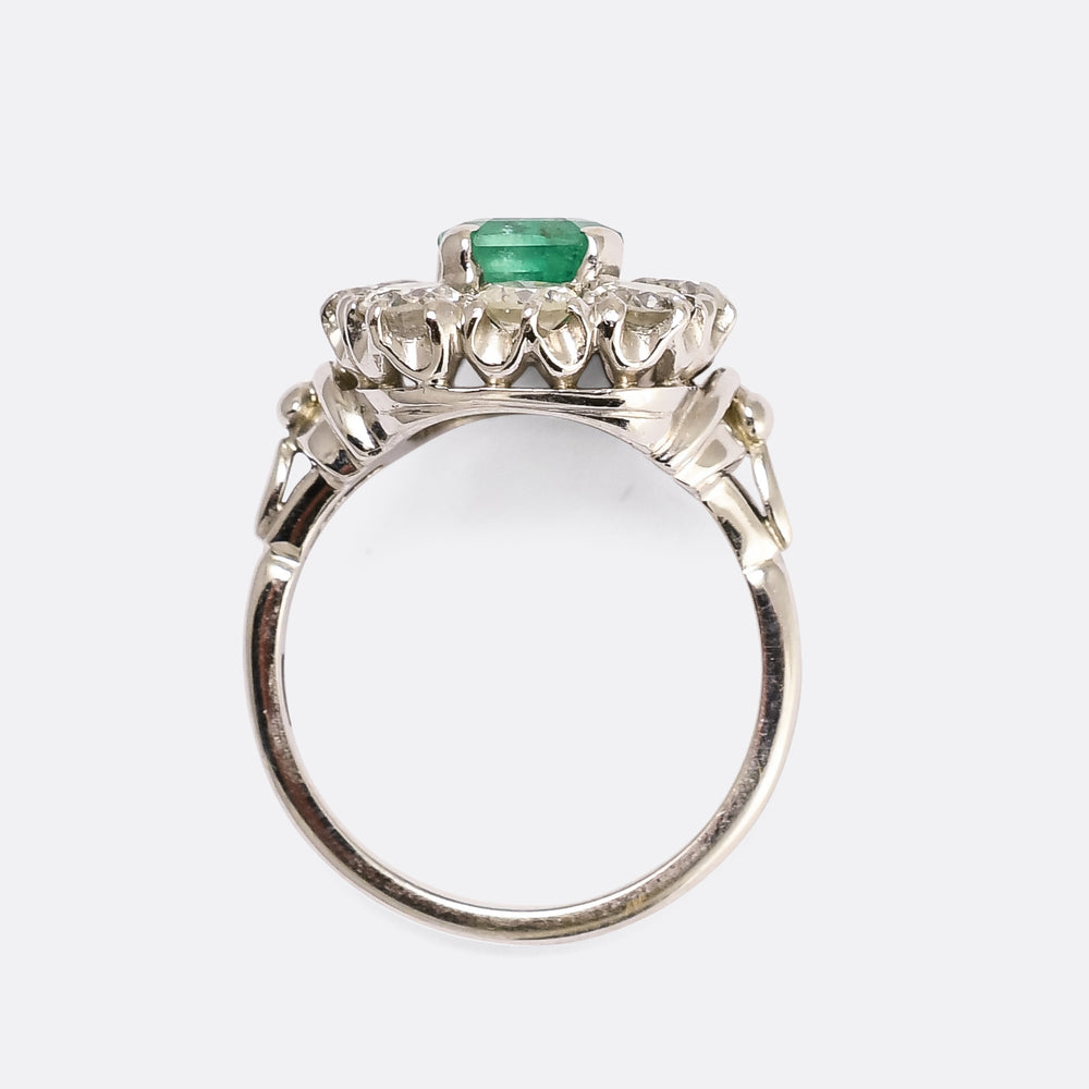 Vintage 2.5ct Emerald & Diamond Cocktail Ring