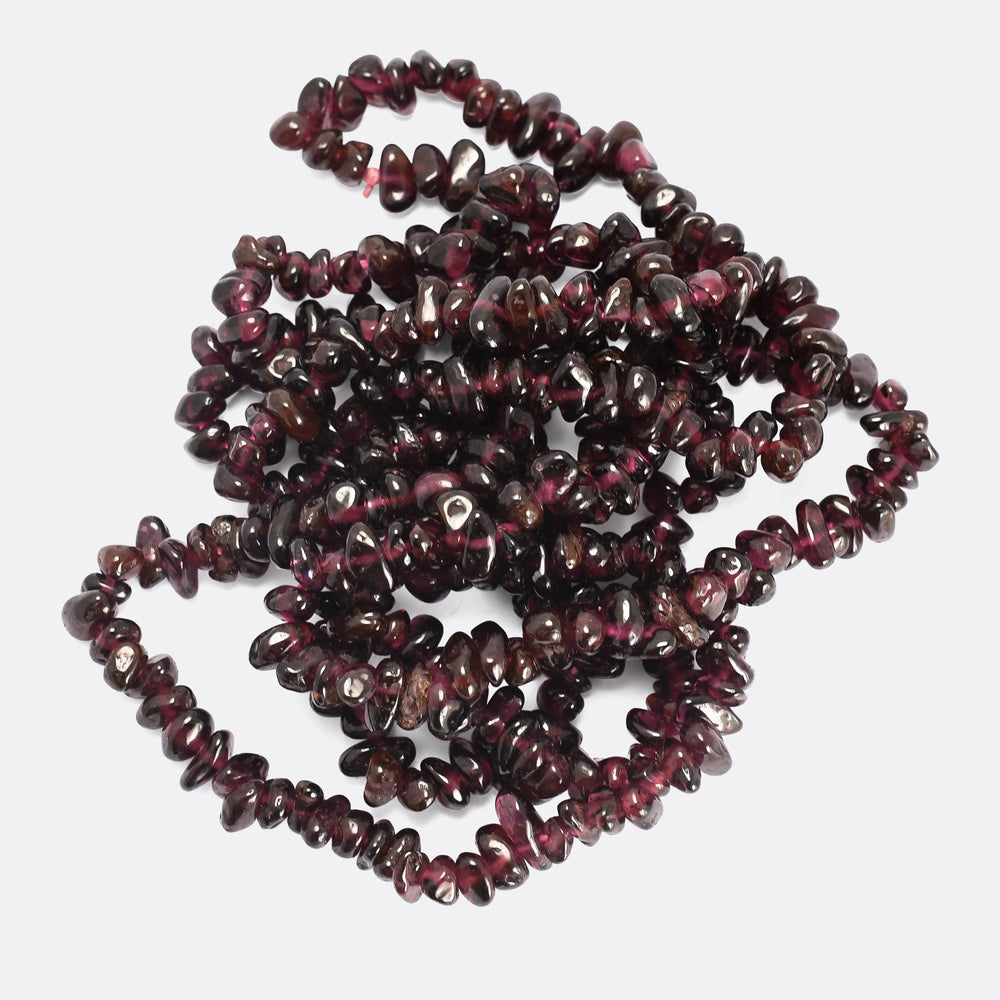 Vintage Almandine Garnet Bead Opera Necklace