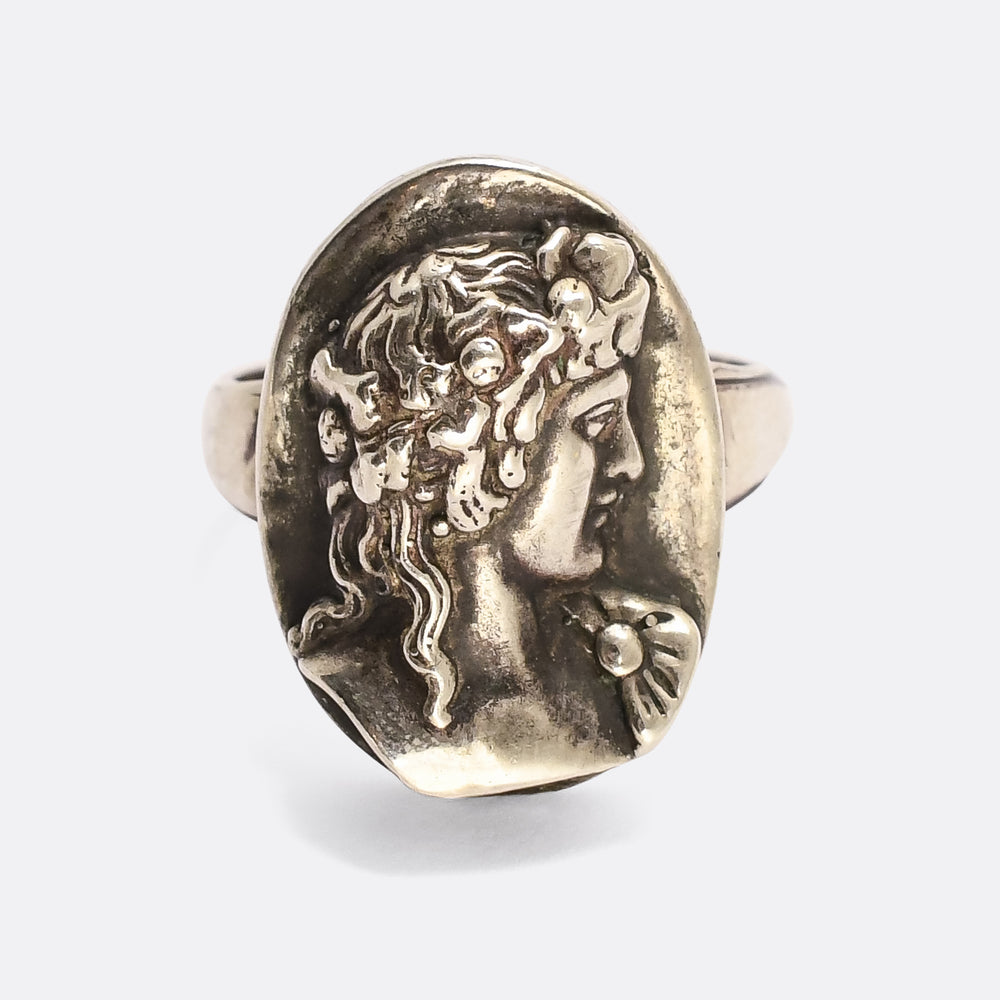 Vintage Antinous Silver Cameo Ring