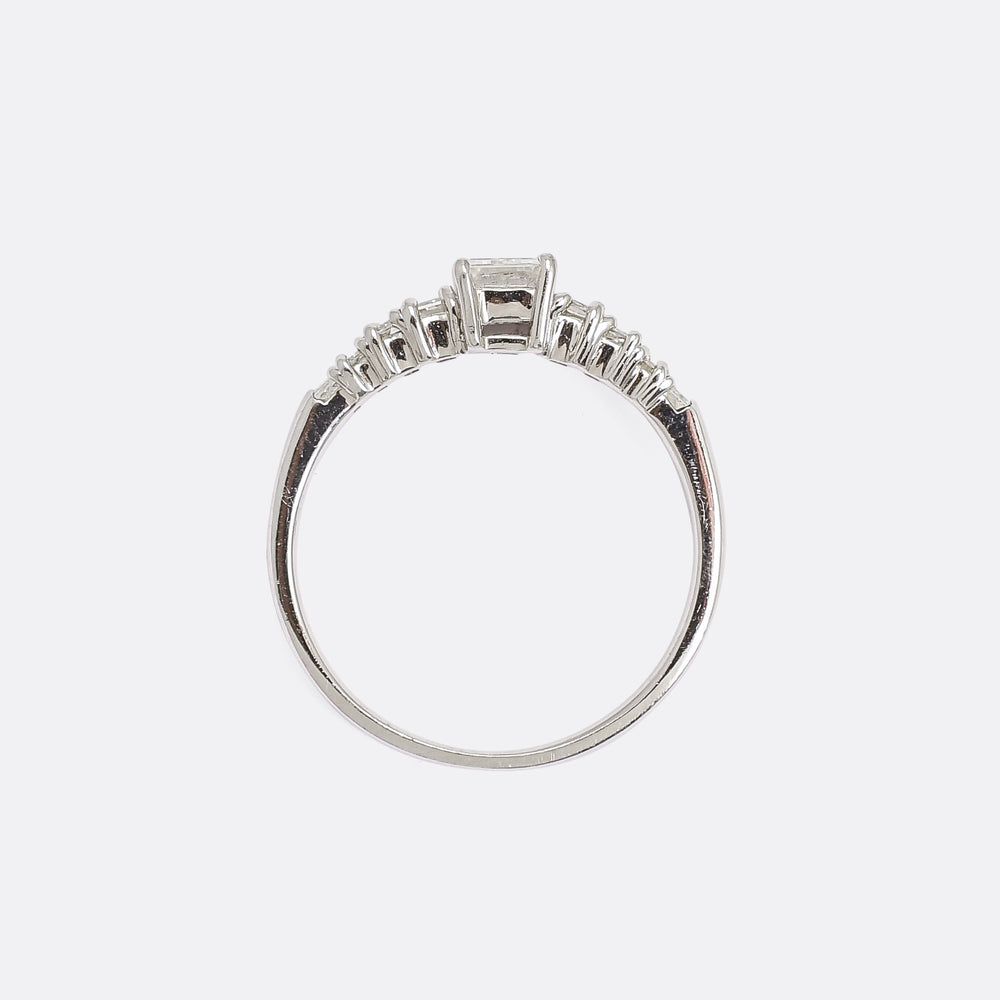 Vintage Baguette Diamond Solitaire Engagement Ring