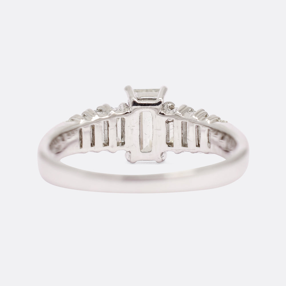 Vintage Baguette Diamond Solitaire Engagement Ring