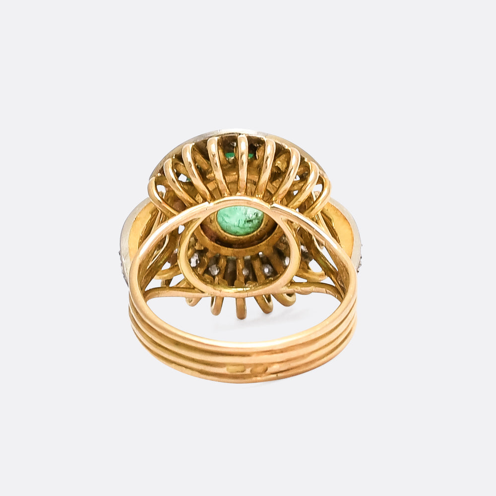Vintage Cabochon Emerald & Diamond Cocktail Ring