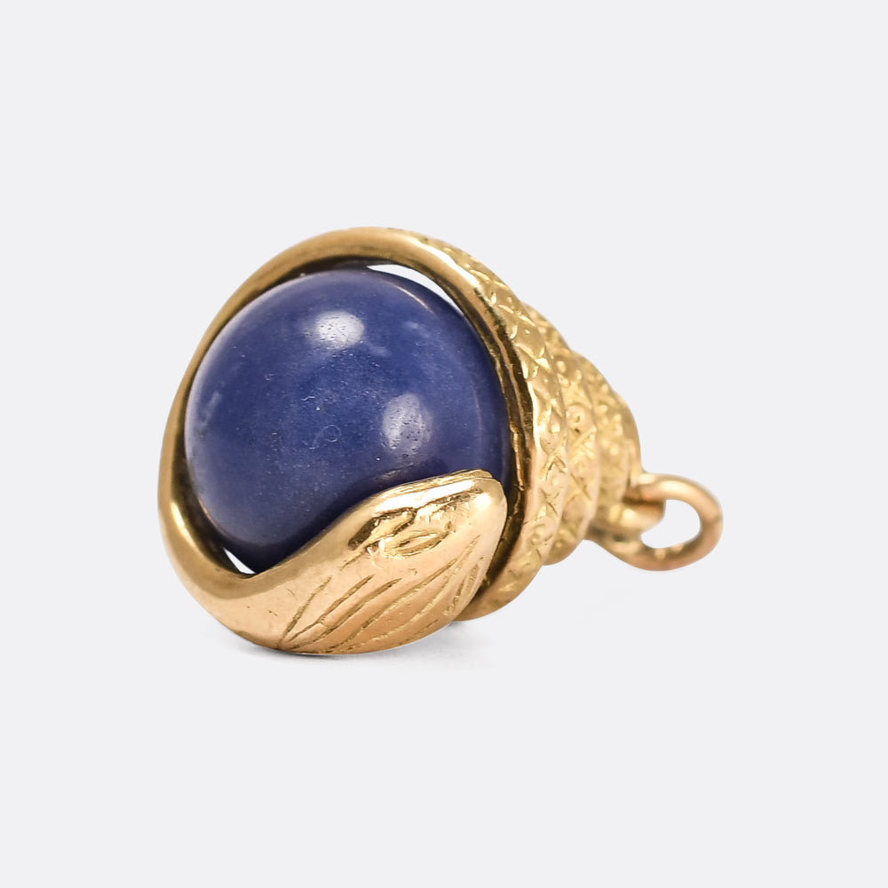 Vintage Coiled Serpent & Orb Pendant