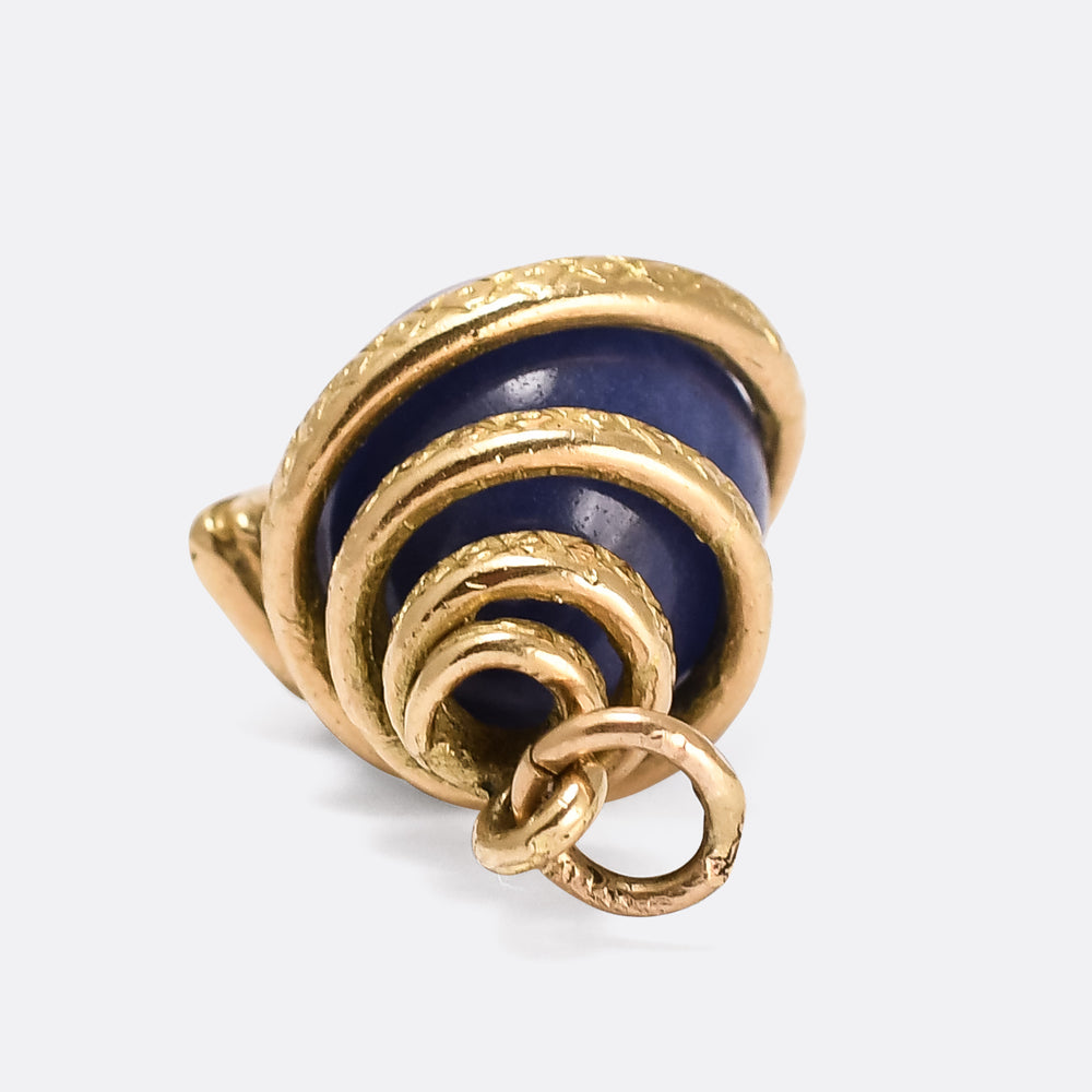 Vintage Coiled Serpent & Orb Pendant