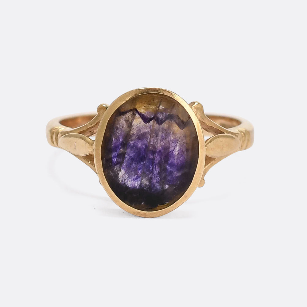 Vintage Derbyshire Blue John Cabochon Ring