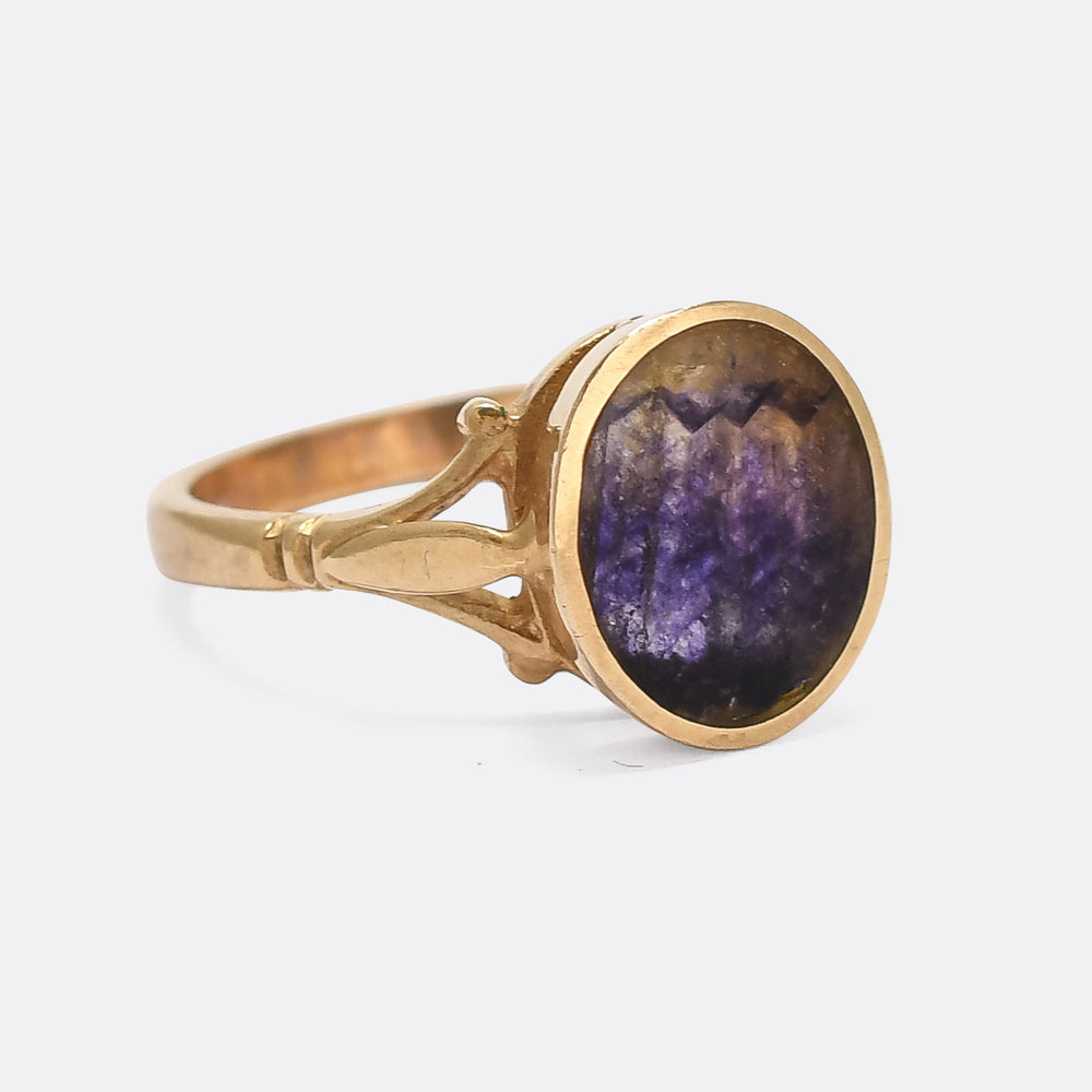 Vintage Derbyshire Blue John Cabochon Ring
