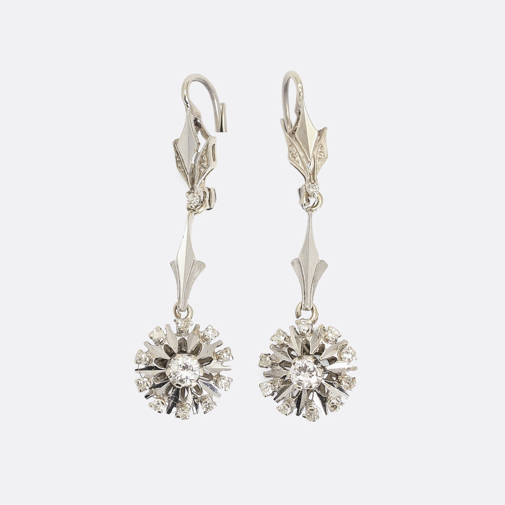 Vintage Diamond Starburst Earrings