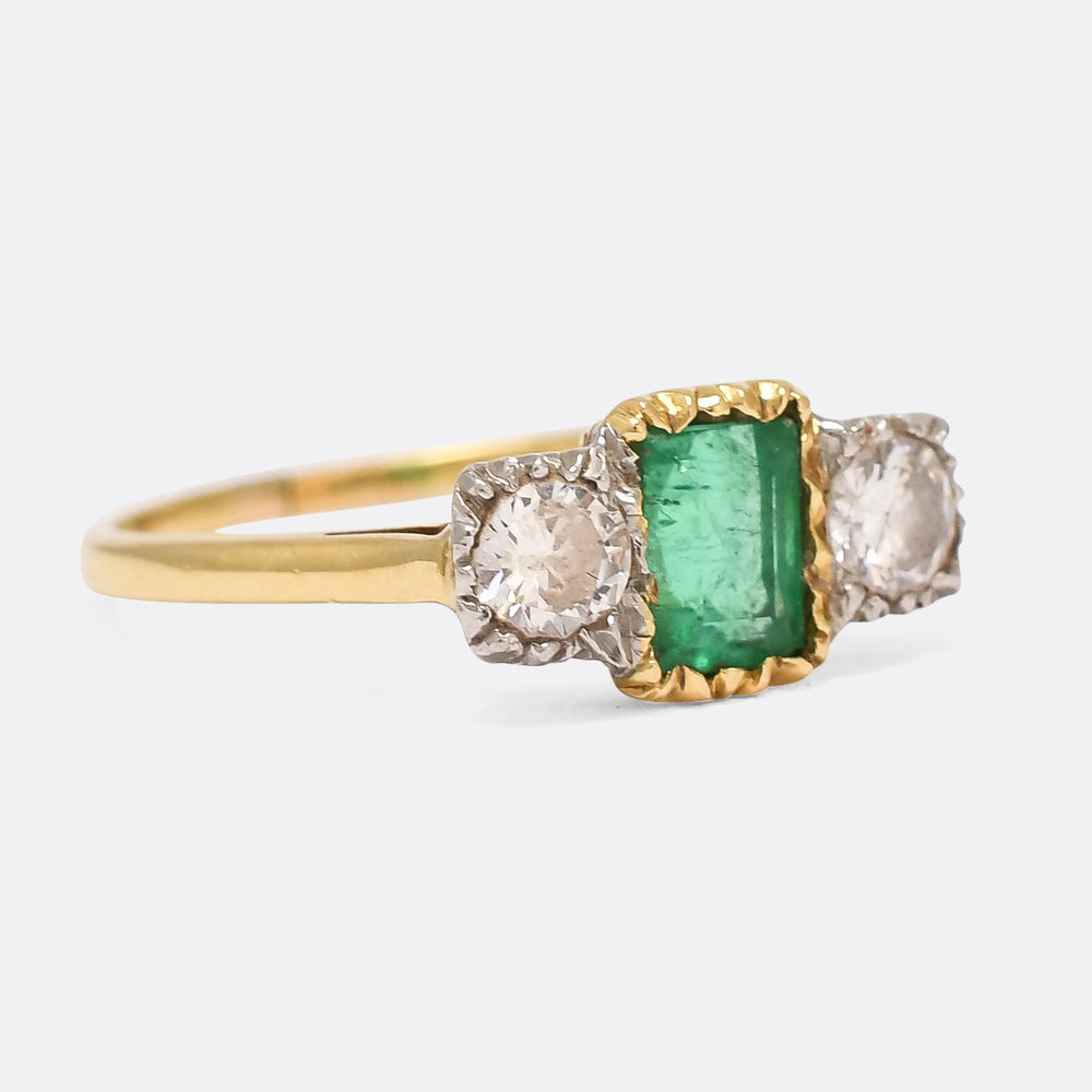 Vintage Emerald & Diamond Trilogy Ring