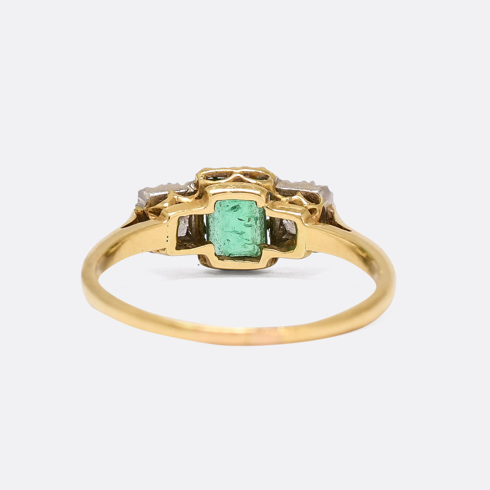 Vintage Emerald & Diamond Trilogy Ring