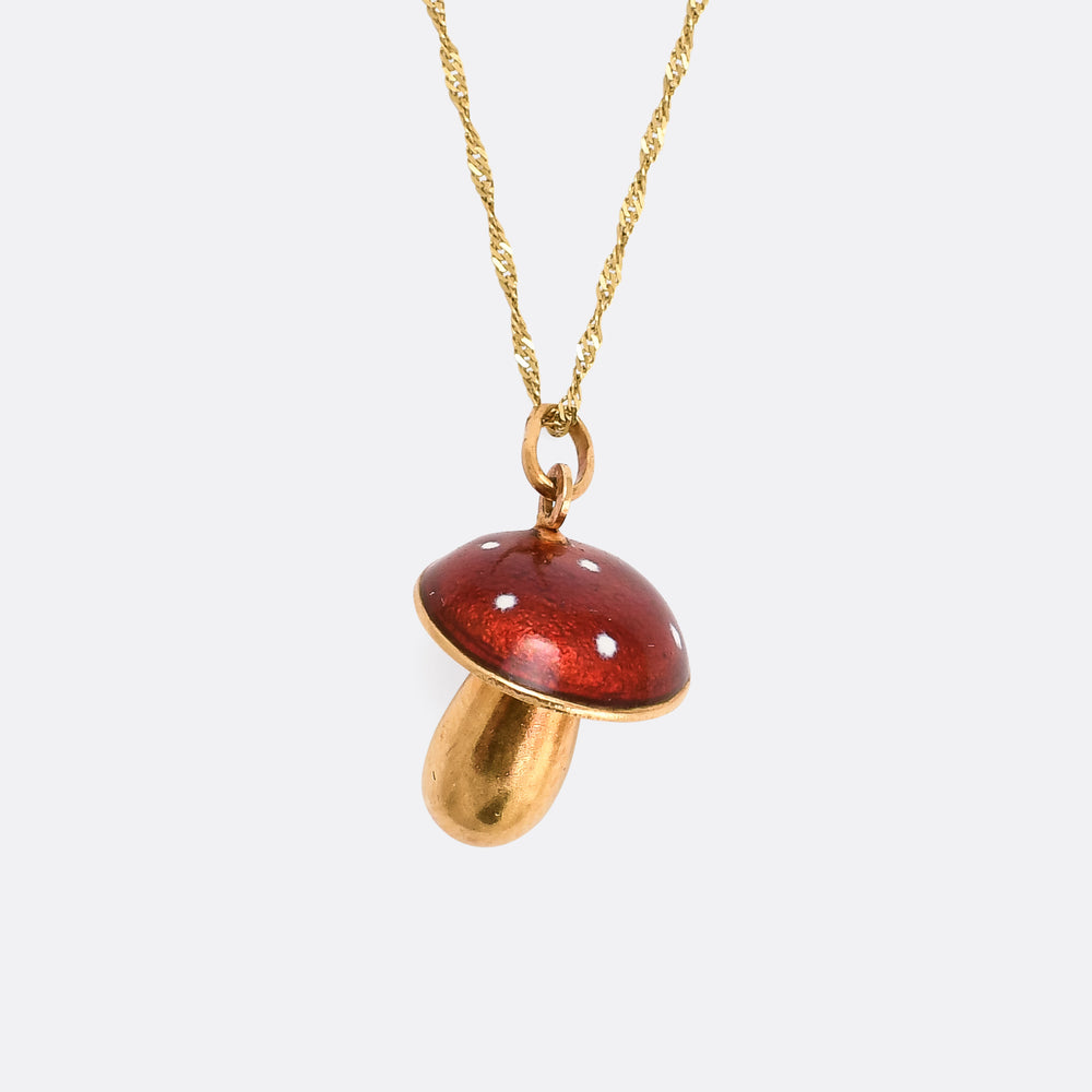 Vintage Fly Agaric Enamel Mushroom Pendant