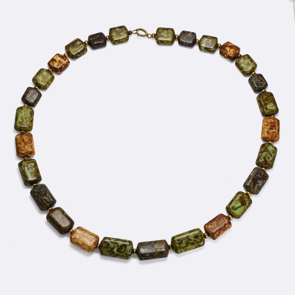 Vintage Glass Agate Beaded Necklace