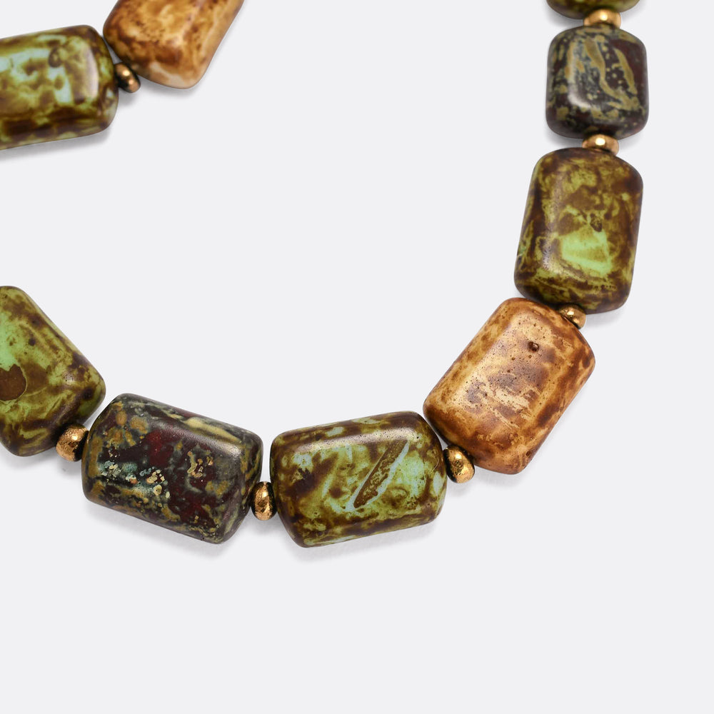 Vintage Glass Agate Beaded Necklace
