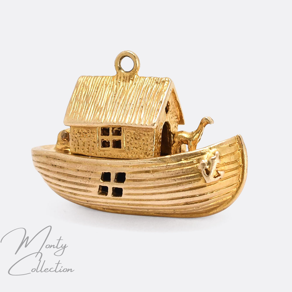 Vintage Gold Noah's Ark Charm