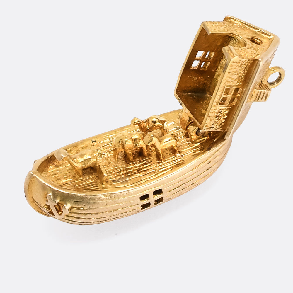 Vintage Gold Noah's Ark Charm