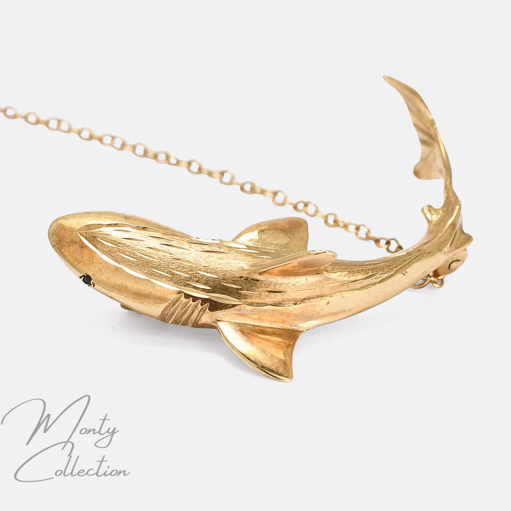 Vintage Gold Shark Brooch