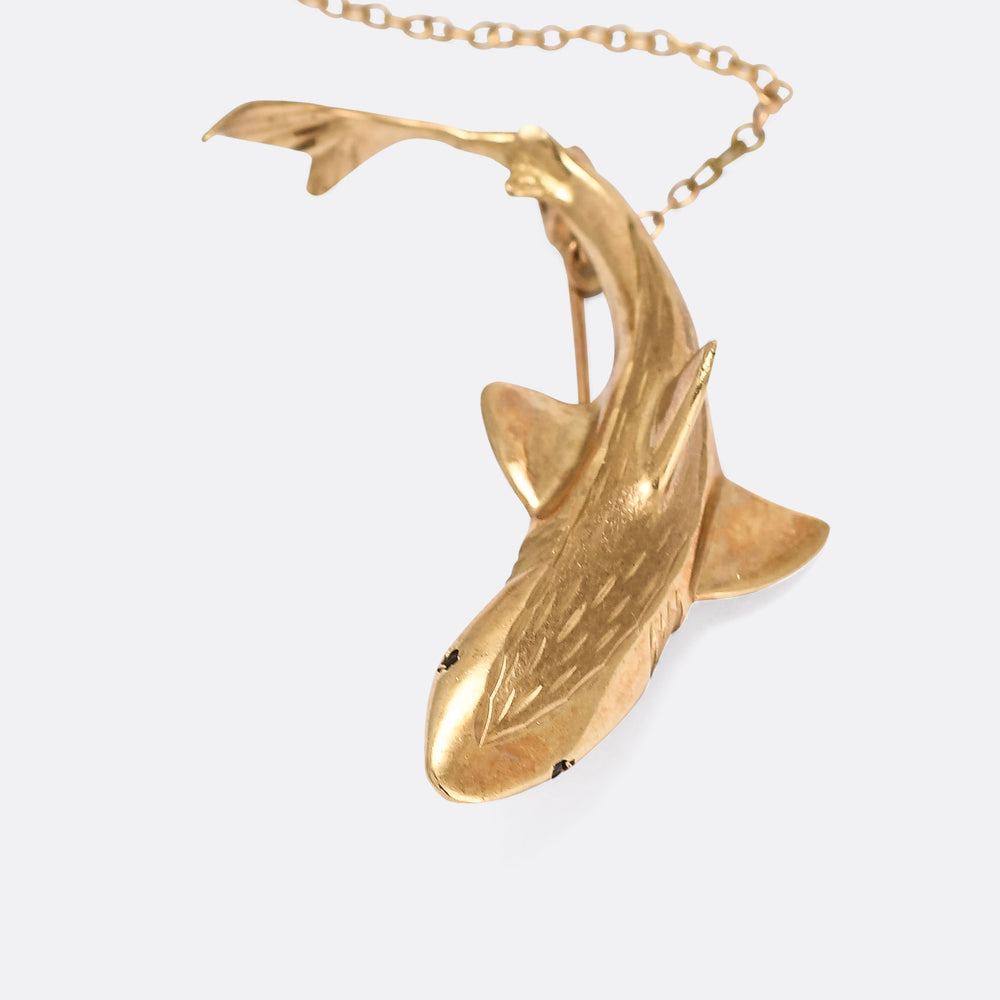 Vintage Gold Shark Brooch