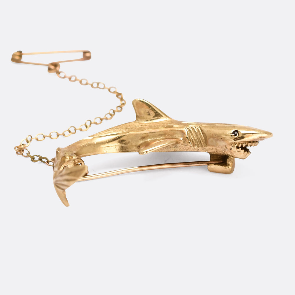 Vintage Gold Shark Brooch