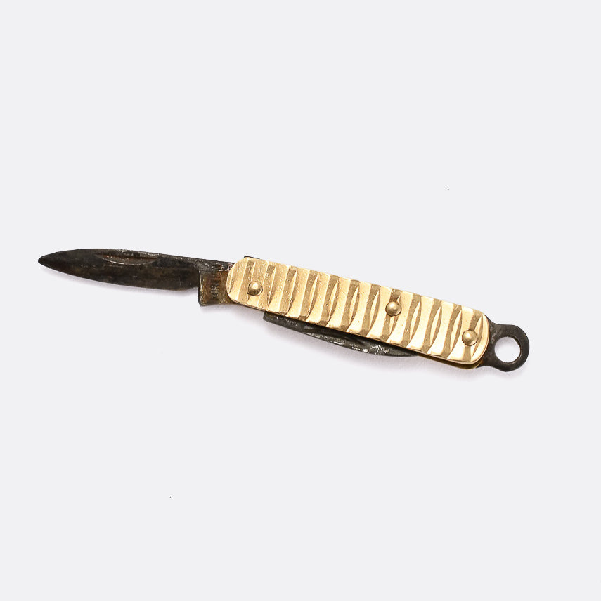 Vintage Miniature Gold Pocket Knife Charm