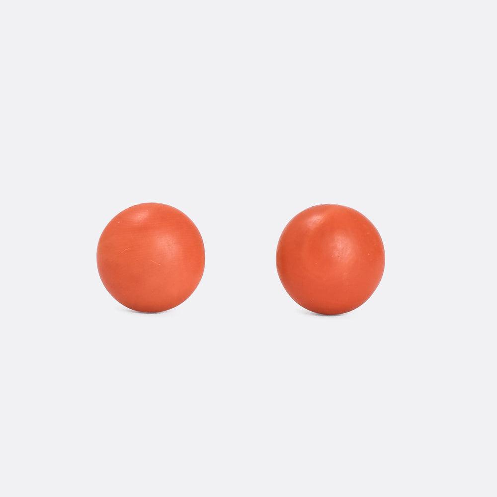 Vintage Orange Coral Stud Earrings