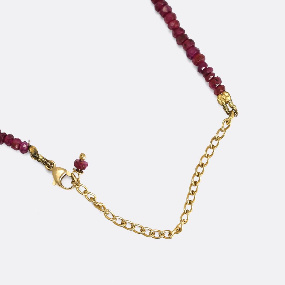Vintage Ruby Bead Necklace