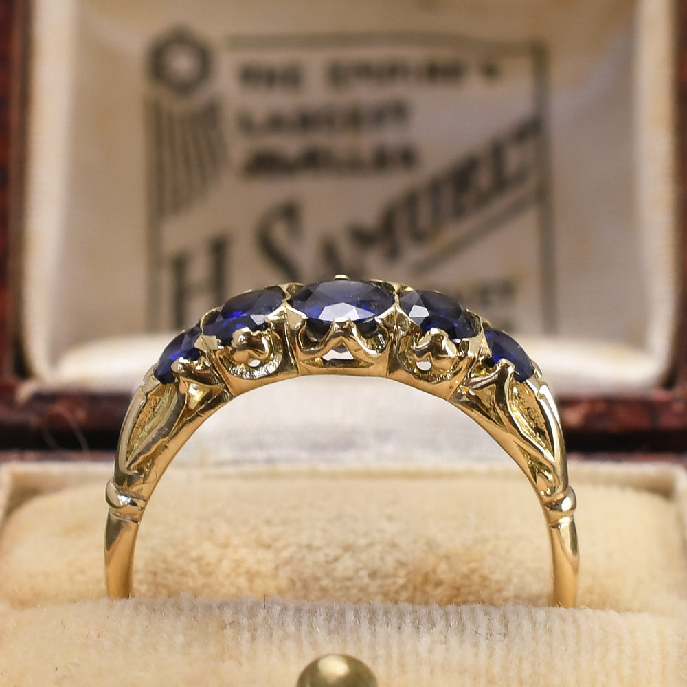 Vintage Sapphire 5-Stone Half Hoop Ring