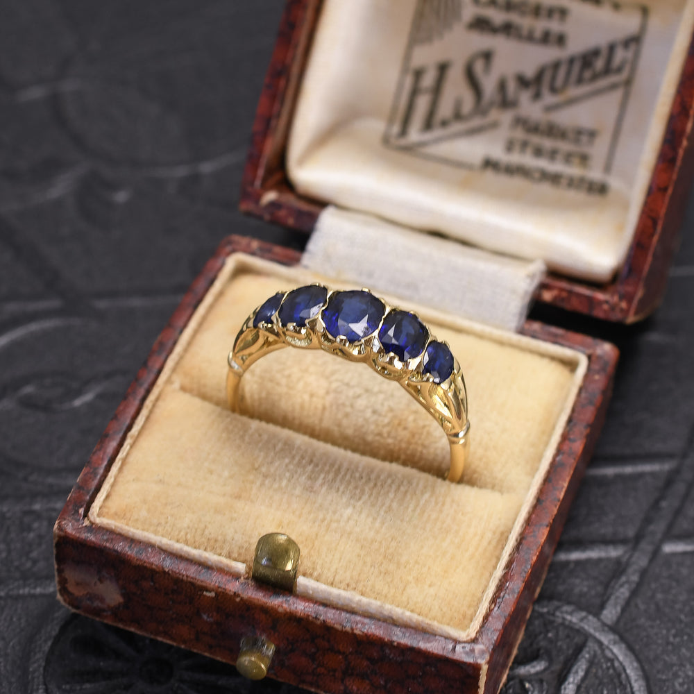 Vintage Sapphire 5-Stone Half Hoop Ring
